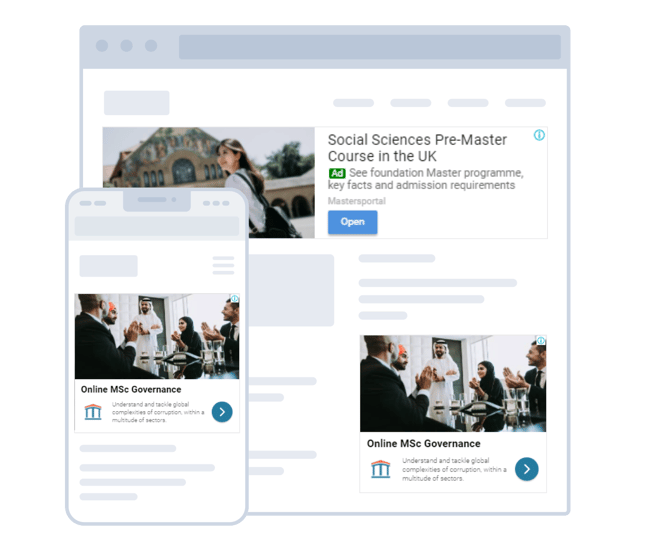 Responsive display ads Studyportals used on google display network 